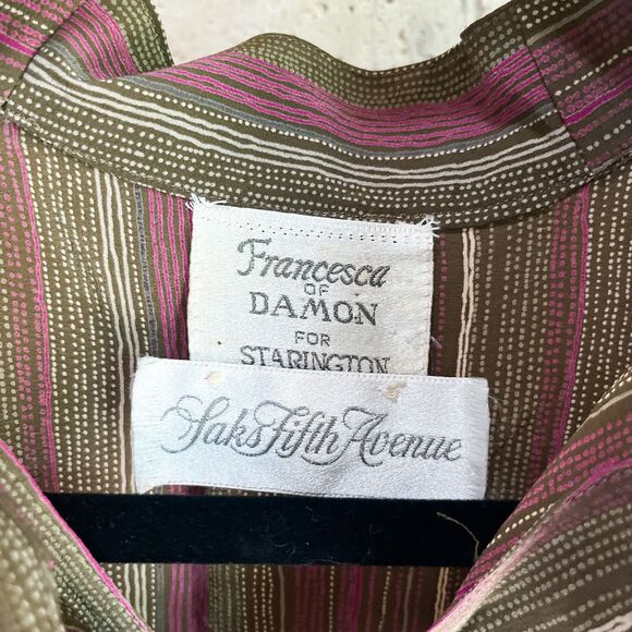 Vintage 1980s Francesca of Damon for  Starington Striped Silk Blouse - S/M - Picture 12 of 13